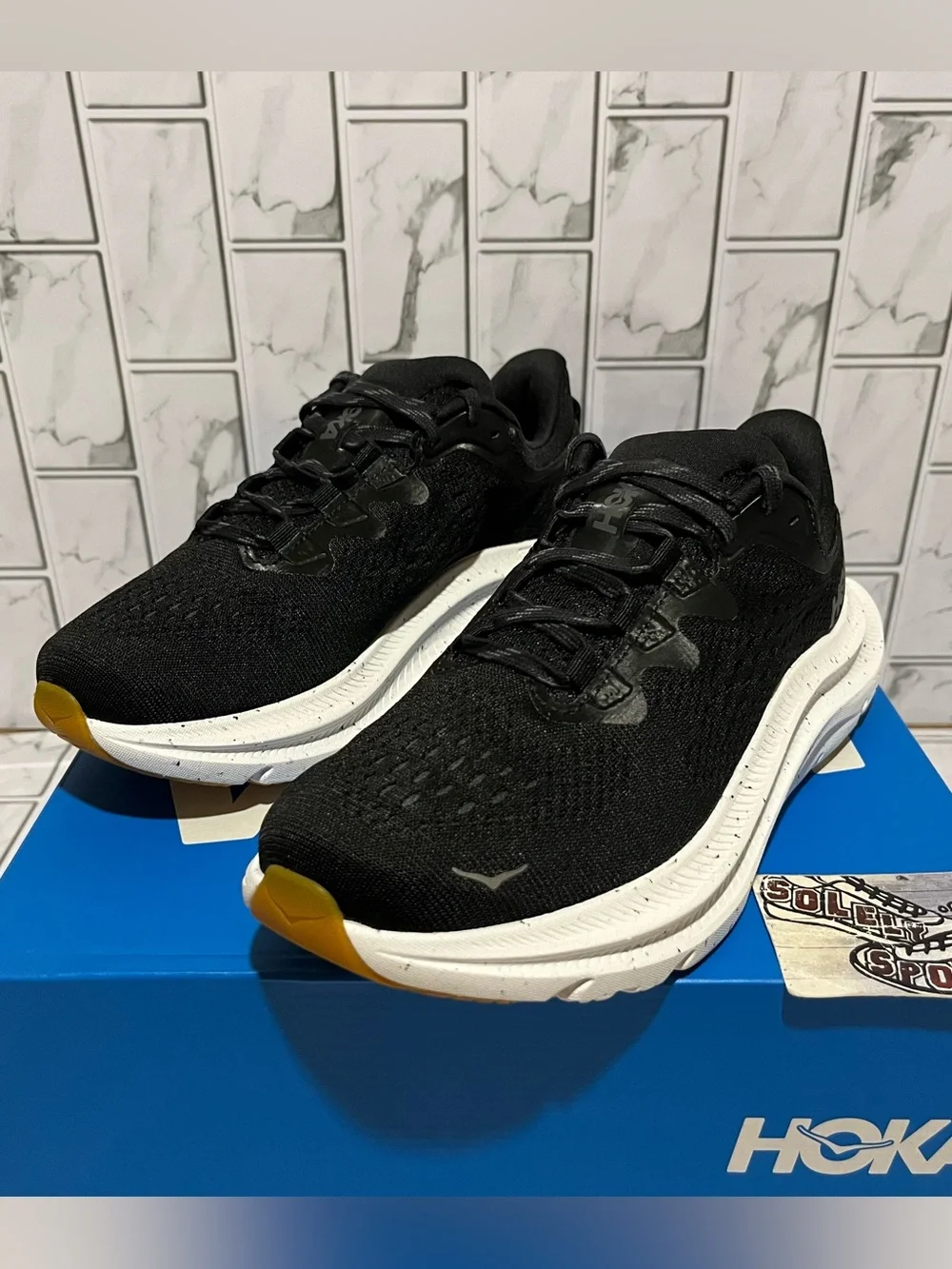 New Hoka One One Kawana 2 Running Training Walking Shoes Black White Women 7 7.5